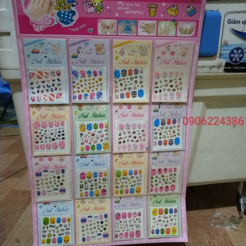 Vỉ 16 Bộ dán sticker món tay hàng đẹp cho bé