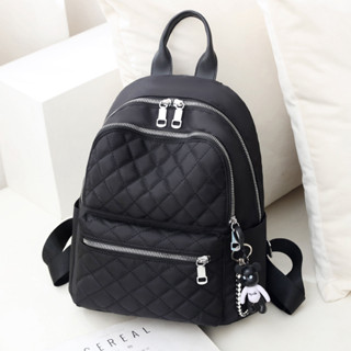 Balo nữ thời trang cỡ trung nhiều ngăn tiện dụng, vải dù chống thấm cao cấp, tặng kèm móc khóa gấu HX308