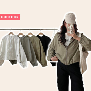 Áo Khoác Gió Có Mũ GUDLOOK Khoá Kéo Rút Eo Tôn Dáng