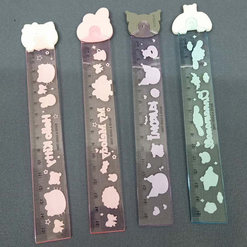 Thước Kẻ Sanrio Kuromi 15cm Hoạt Hình Gắn Charm Dễ Thương