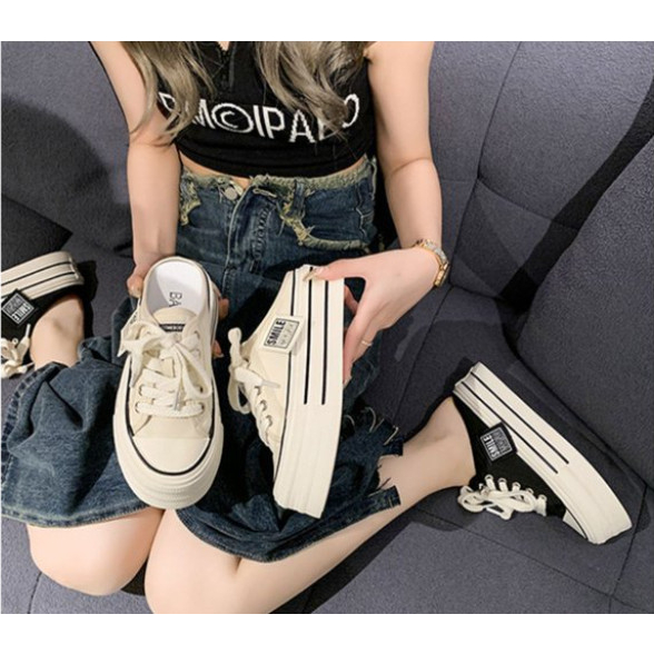Giày thể thao đế dày - Phong cách thời thượng mùa hè 2023 kết hợp hoàn hảo với giày canvas trơn