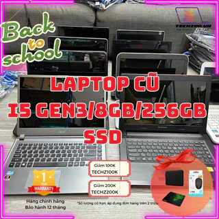 Máy tính  Laptop cũ giá rẻ, cấu hình: I5 G3/8GB/256GB SSD, học online, giải trí, chiến game OK, Đa dạng Model