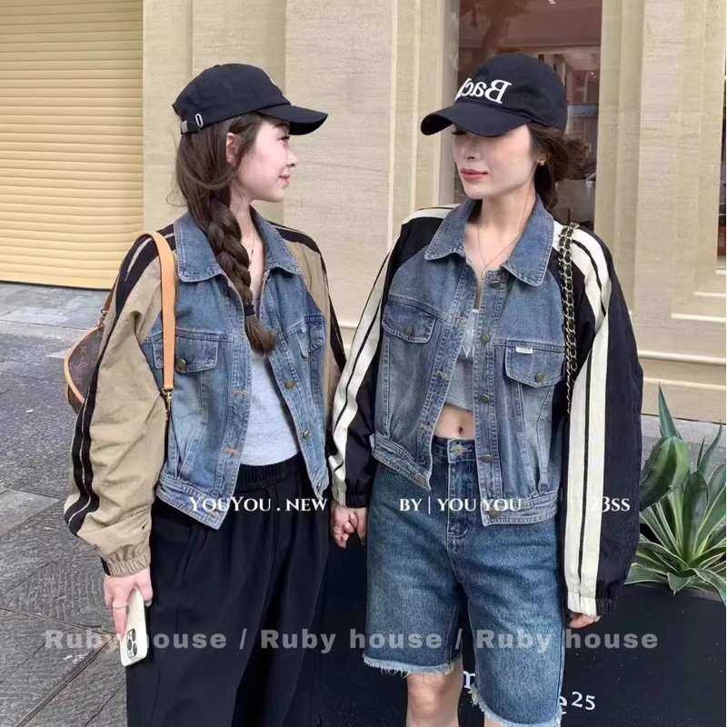 Áo Khoác Gió Pha Bò Viền Sọc L1