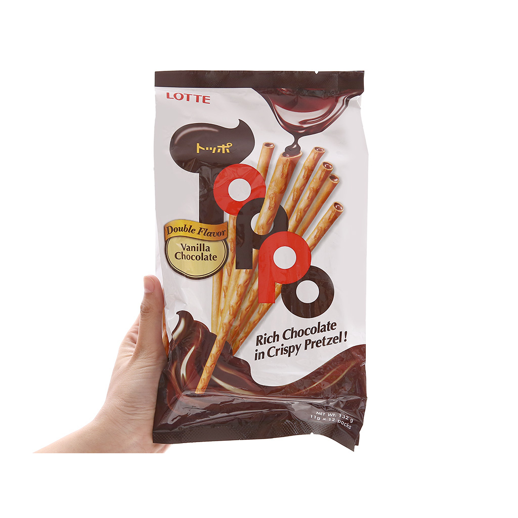 Bánh que Toppo nhân  socola hương Vani 132 g
