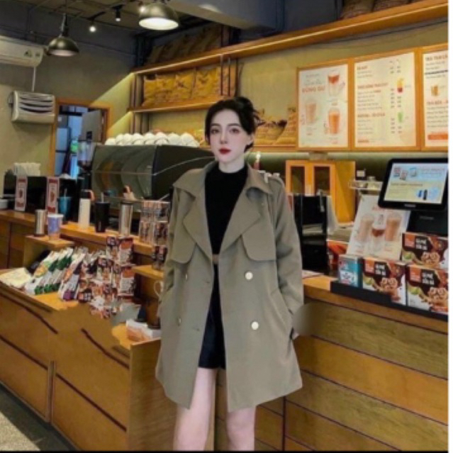 Mangto dáng lửng hàng 2 lớp dày dặn có kèm đai thắt lưng và đai cổ tay