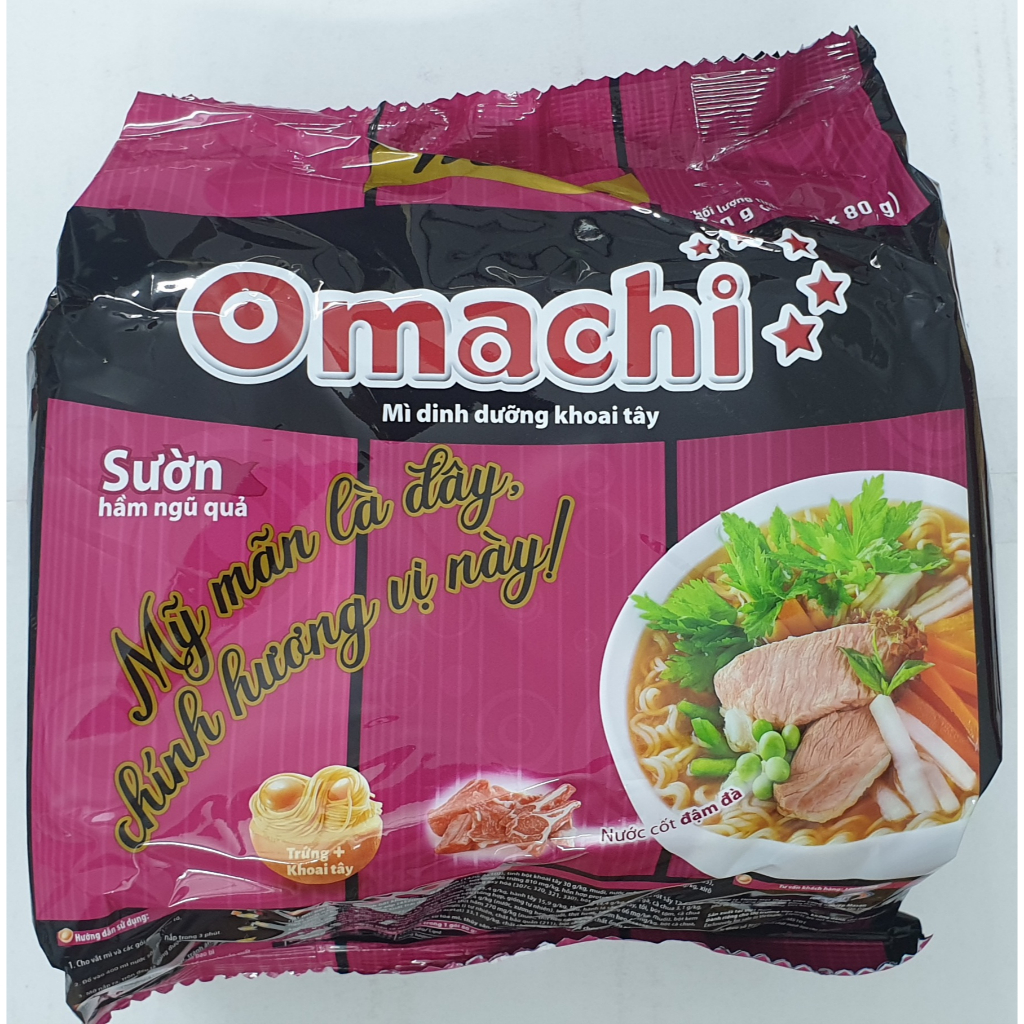 Mì Omachi xốt bò hầm/sườn hầm ngũ quả/tôm chua cay Thái