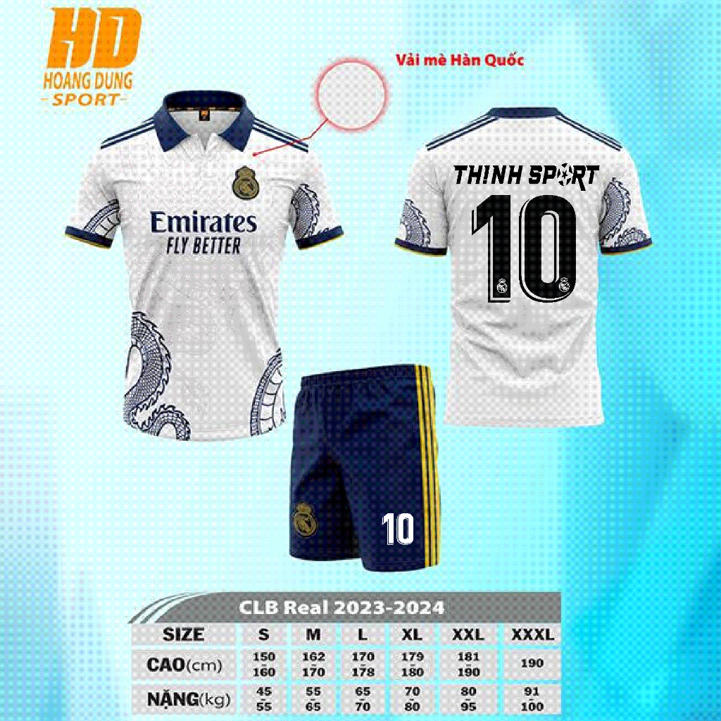 Quần áo bóng đá vải thun lạnh/mè hàn in tên số theo yêu cầu mẫu Ri An