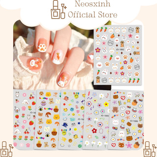 Sticker dán móng tay thỏ gấu hoa - hình dán móng - neosxinh nails