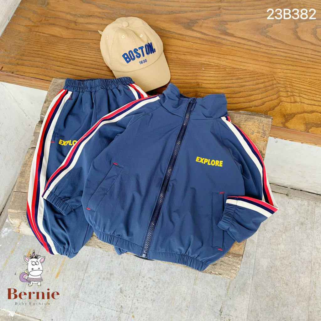 Bộ gió 2 lớp thể thao khóa sọc cho bé trai hàng hãng size 9-23kg,quần áo trẻ em