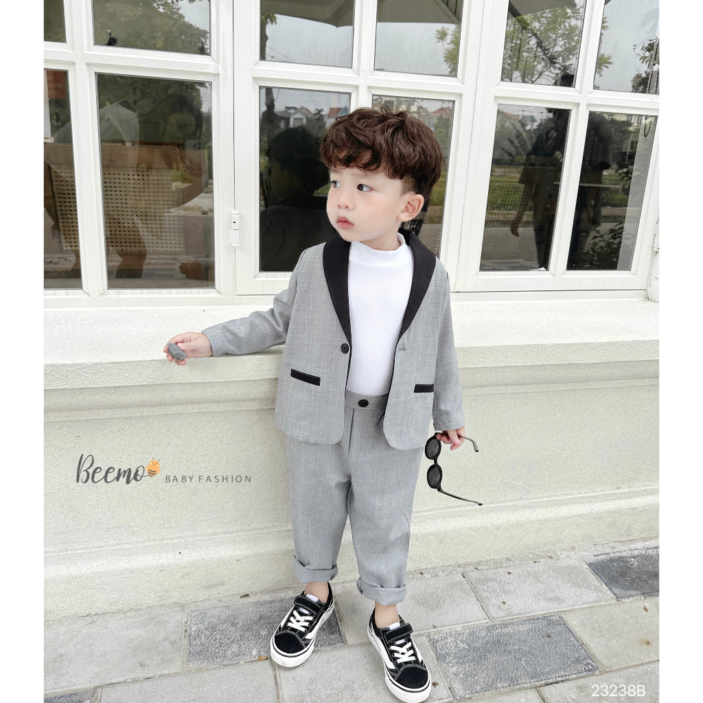 BỘ VEST Hàn tay dài 2 màu cho bé trai size 9-23kg,quần áo trẻ em