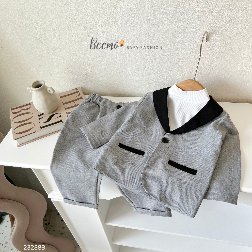 BỘ VEST Hàn tay dài 2 màu cho bé trai size 9-23kg,quần áo trẻ em