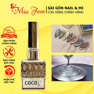 Top mắt mèo kim cương bạc trắng coco paris - top trên mọi nền sơn gel