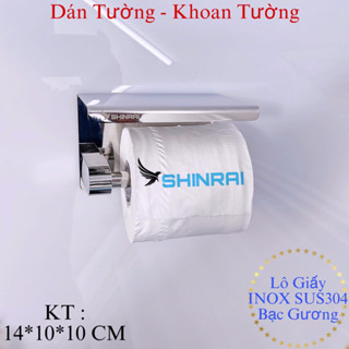 ( Dán Tường - Khoan Tường ) Lô Để Giấy Vệ Sinh , Hộp Giấy Vệ Sinh Nhà Tắm INOX SUS304 Bạc Gương Tấm Đặc Siêu Dày