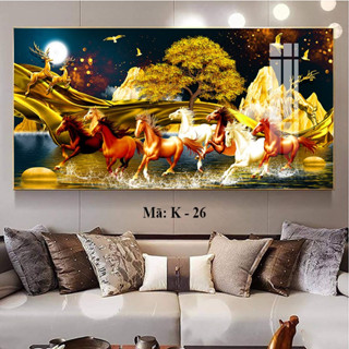 Tranh  Mã Đáo Thành Công tráng gương Tart khổ lớn, treo tường, decor phòng khách hợp phong thủy, quà tặng tân gia