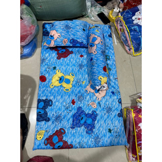 bộ bé nệm gối đến trường,bộ nệm gối bé đi học thun nệm massage mẫu gấu xanh sọc