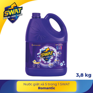 Nước Giặt Xả 5 in 1 SWAT Hương Romantic Siêu Thơm 2.2kg/3.8kg - Siêu tiết kiệm giúp diệt khuẩn, công nghệ lưu hương kép