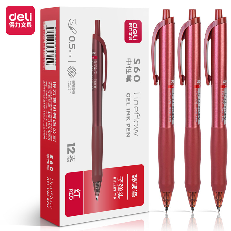 Bút gel Deli S60 vỏ nhiều màu ngòi 0,5mm