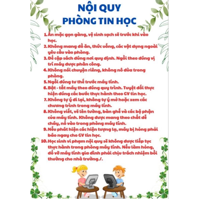 Trang trí phòng tin học, sẵn keo dán tường
