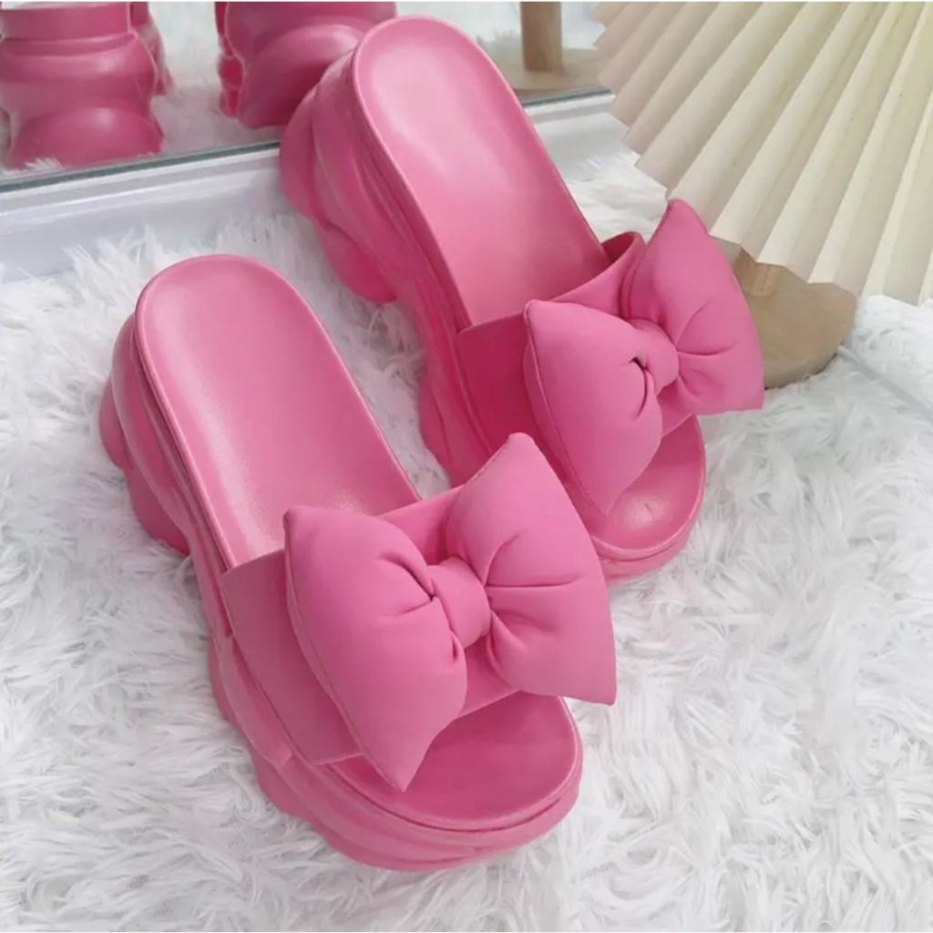 Dép bánh mì nơ công chúa siêu nhẹ,đế cao 10 cm