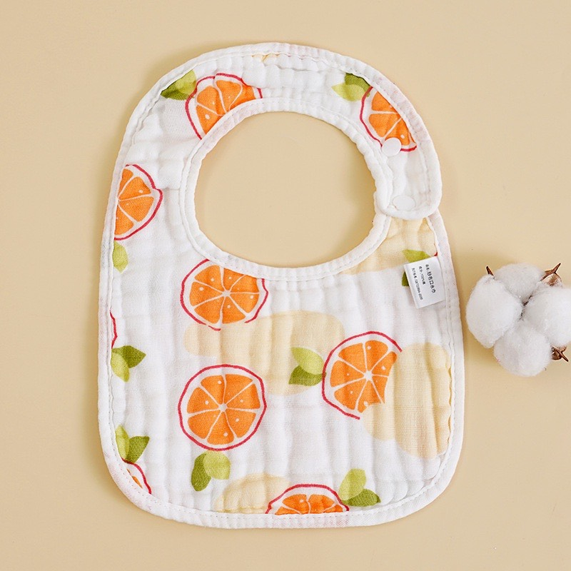 Yếm xô chữ U cho bé vuông 8 lớp cúc bấm 2 mặt màu trắng dày dặn, thoáng khí siêu thấm hút size 20 x 25 cm