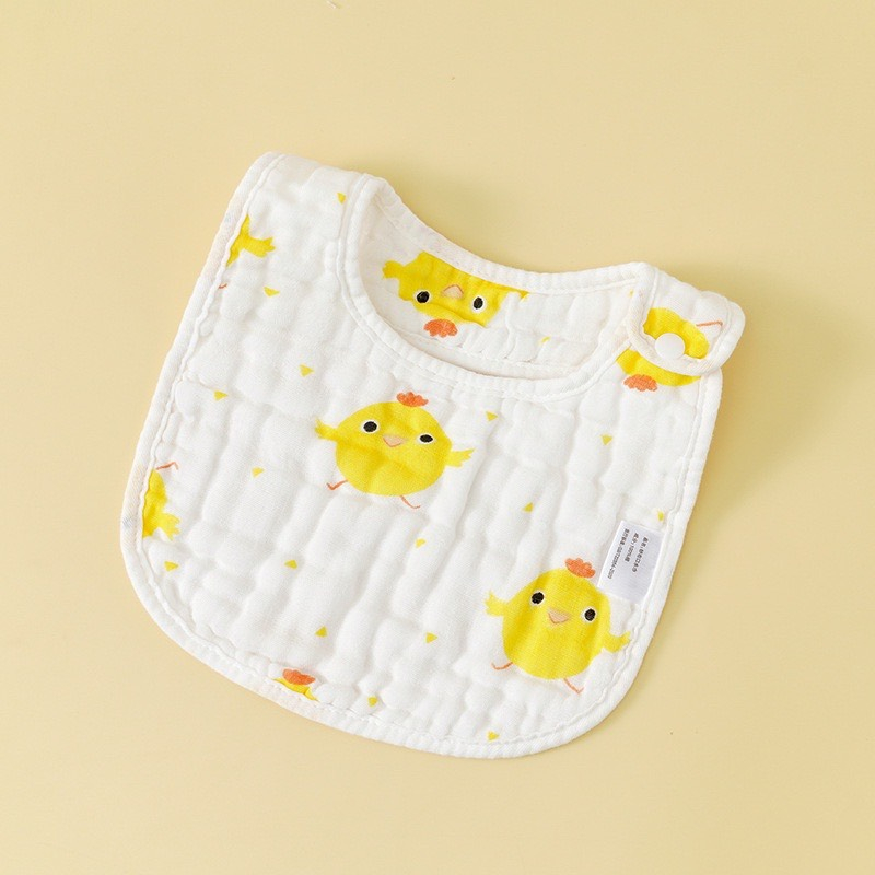 Yếm xô chữ U cho bé vuông 8 lớp cúc bấm 2 mặt màu trắng dày dặn, thoáng khí siêu thấm hút size 20 x 25 cm