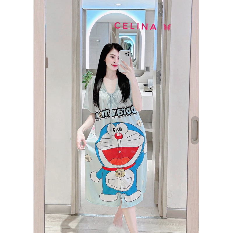 Đầm ren phối voan thắt nơ mặc nhà-size 45kg-60kg