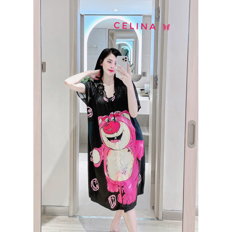 Đầm ren phối voan thắt nơ mặc nhà-size 45kg-60kg