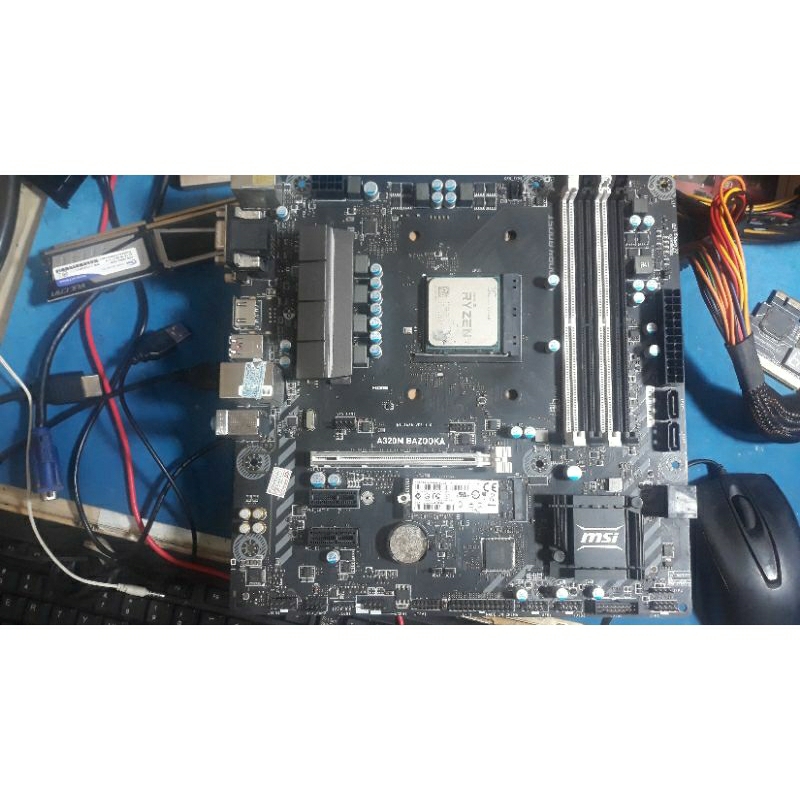 Combo main a320m+ amd 2600x+ m2 sata 256gb