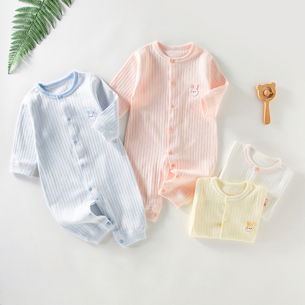 Bodysuit dài tay vải cotton organic cao cấp cho bé trai bé gái hàng Quảng Châu xuất Hàn SLT35