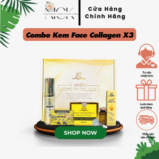 Combo kem face collagen x3 dưỡng da, serum collagen x3 giữ ẩm, kem chống nắng collagen x3, mỹ phẩm đông anh