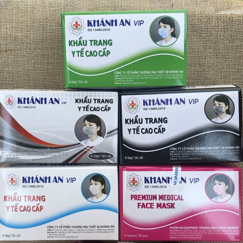 Hộp 50 cái Khẩu Trang Y Tế KHÁNH AN 4 lớp Kháng Khuẩn