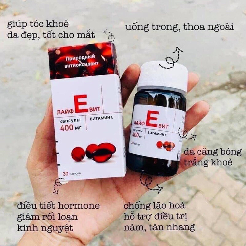 Vitamin E Đỏ Nga Mirrolla 270mg Viên Uống Zentiva 400mg Chính Hãng