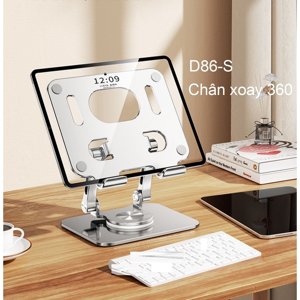 Giá đỡ laptop, giá đỡ máy tính bảng chân xoay 360 ĐỘ - Đế tản nhiệt kê điện thoại laptop hợp kim nhôm xoay 360 độ