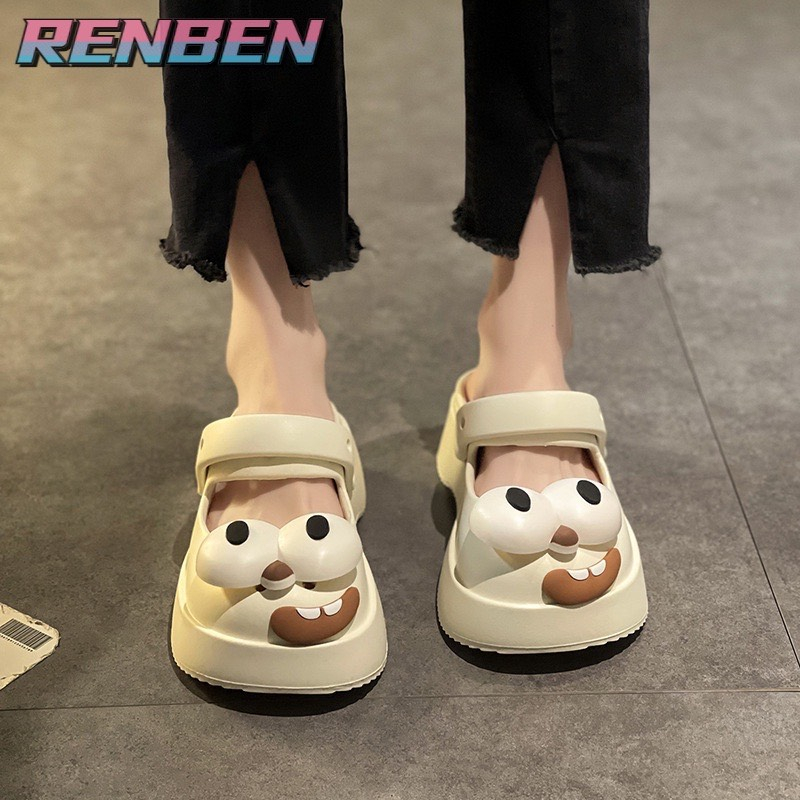 Dép Lê Hoạt Hình Chó Mắt To Mềm Mại Chống Trượt Cho Nữ Hoạt Hình Ngoài Trời
