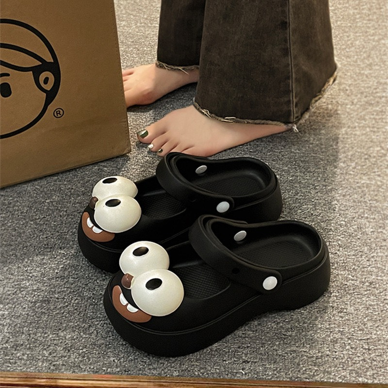 Dép Lê Hoạt Hình Chó Mắt To Mềm Mại Chống Trượt Cho Nữ Hoạt Hình Ngoài Trời