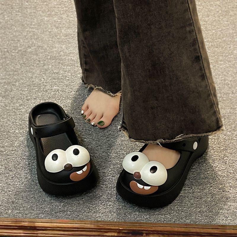 Dép Lê Hoạt Hình Chó Mắt To Mềm Mại Chống Trượt Cho Nữ Hoạt Hình Ngoài Trời