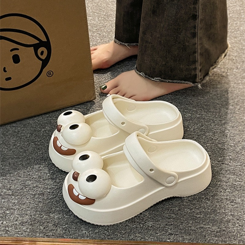 Dép Lê Hoạt Hình Chó Mắt To Mềm Mại Chống Trượt Cho Nữ Hoạt Hình Ngoài Trời