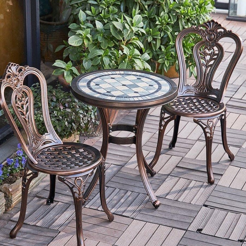 Bộ bàn ghế nhôm đúc mặt đá, bàn ghế nhập khẩu