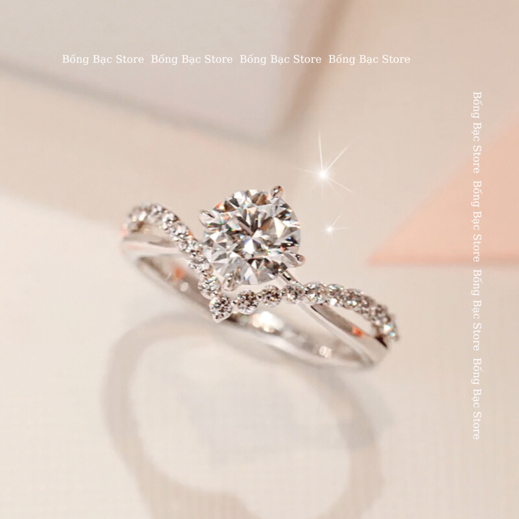 Nhẫn nữ BỐNG BẠC công chúa đính đá NN0.19
