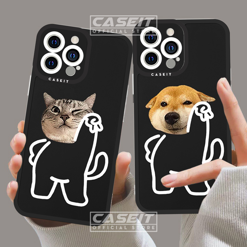 Ốp lưng iphone cạnh vuông Caseit cặp đôi ốp đôi chó mèo say hi cute hài hước meme x/11/12/13/14/pro/