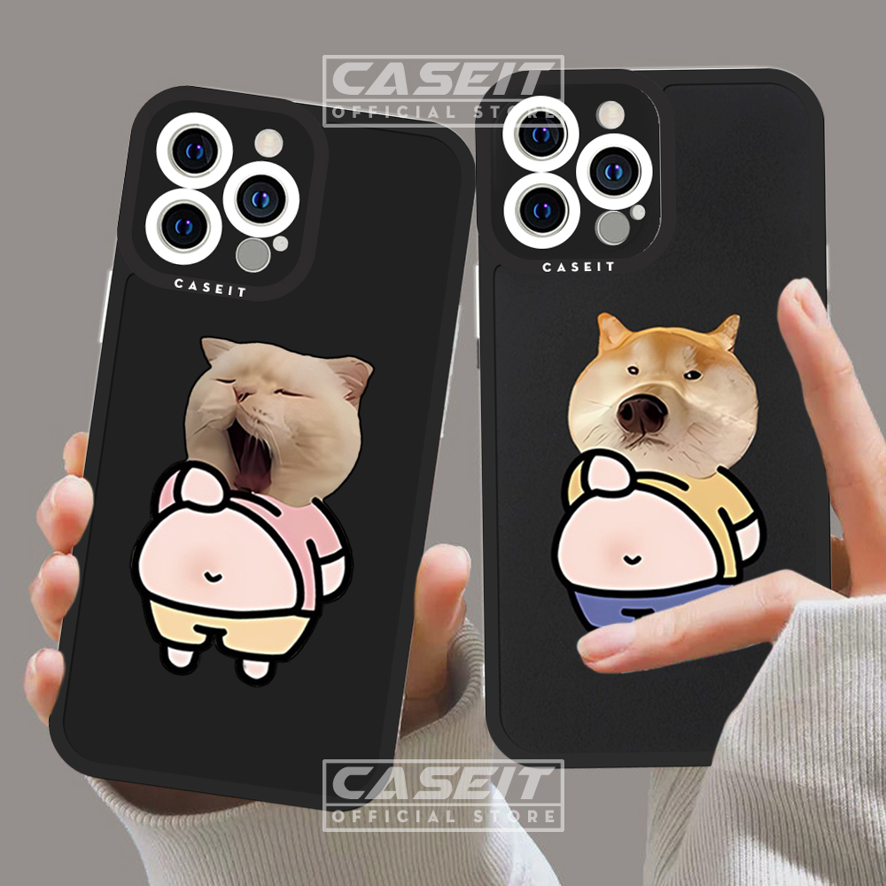 Ốp lưng iphone cạnh vuông Caseit cặp đôi ốp đôi chó mèo bụng phệ cute hài hước meme x/11/12/13/14/pr
