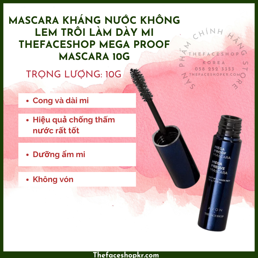 Mascara làm dày mi Chống Nước không lem không trôi THEFACESHOP MEGA PROOF MASCARA 10g