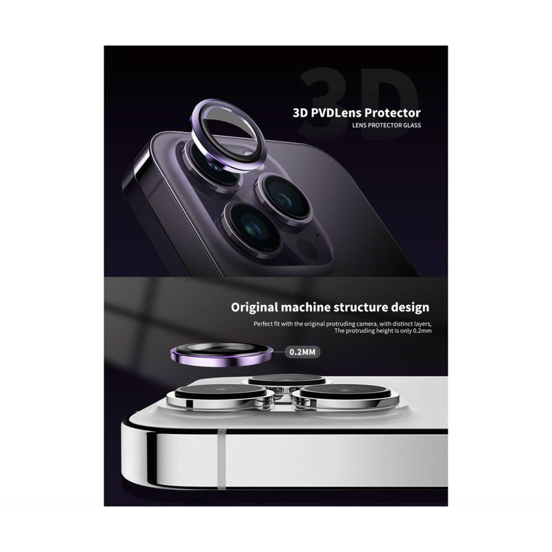 Bộ dán 3 mắt lens camera URR Autobot PVD 2 tầng Iphone 14 Pro, 14 Pro Max, 13 Pro, 13 Pro Max siêu nét hàng chính hãng