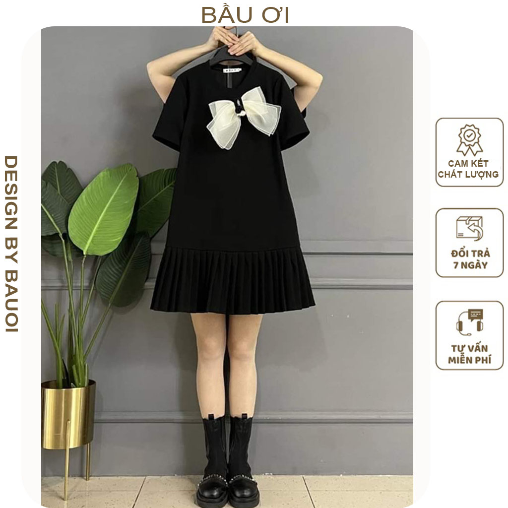 ĐẦM VÁY BẦU CÔNG SỞ MÙA HÈ PHỐI NƠ DÁNG SUÔNG SẾP LY SANG CHẢNH - ĐẦM BẦU BABYDOLL HÀNG THIẾT KẾ FREESIZE