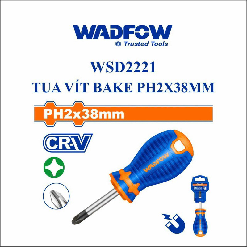 Tua vít mini đầu bake PH2 dài 38mm WADFOW WSD2221 (Chính hãng TPC)