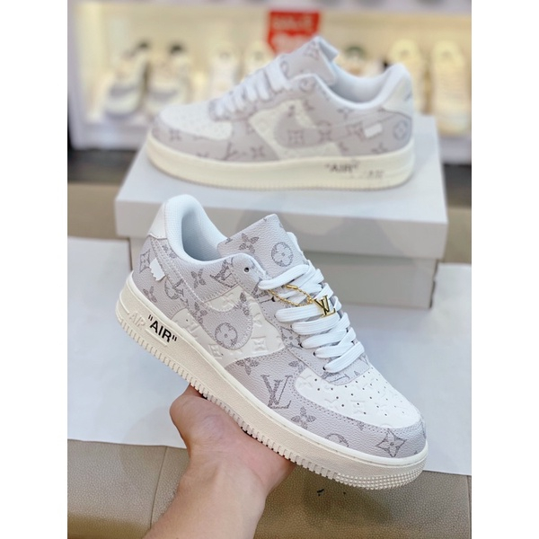 Giày Nike_ AF1 LV Xám, Giày Air Force 1 Louis Vuitton Xám Bản Cao Cấp Hót Trend 2023,Hàng Full Box Bill