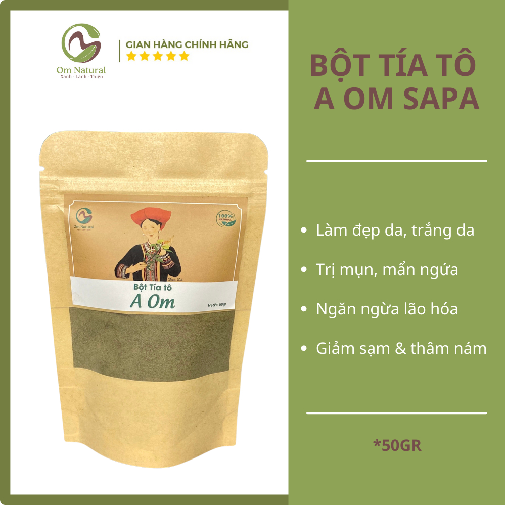 Bột Tía Tô Tím Đắp Mặt Nạ Trắng Da A OM Natural Giúp Sáng Da, Giảm Thâm Nám Công Nghệ Sấy Lạnh 100% 50g