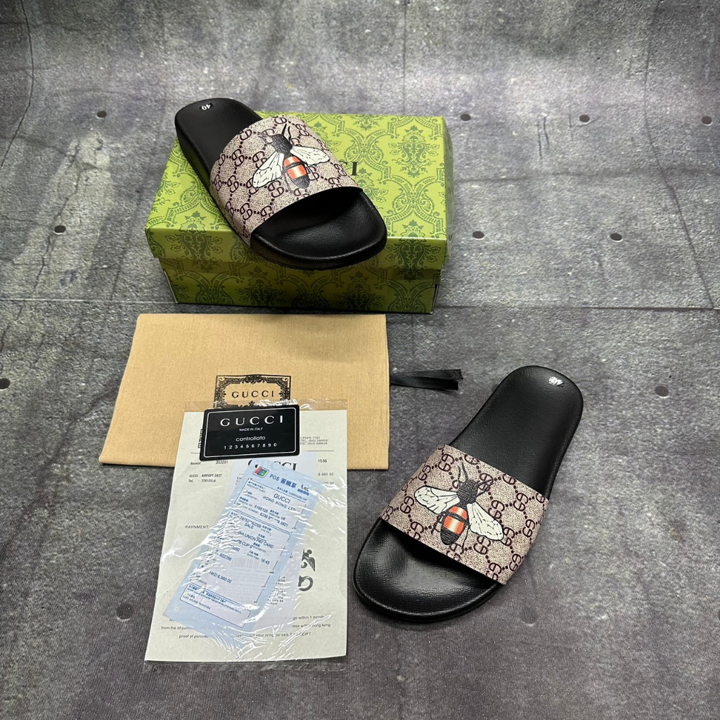 Dép Lê Gucci  dép da nam quai ngang gc ong fullboxx hộp cực đẹp