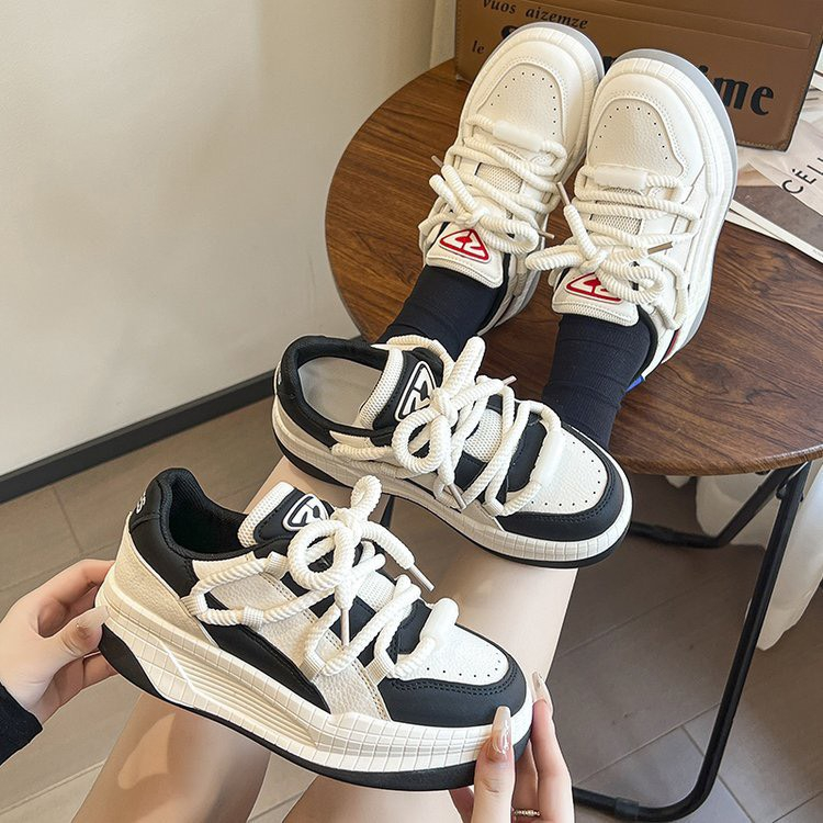 Giày thể Thao Nữ Sneaker Học Sinh Phối Dây Thừng Phong Cách