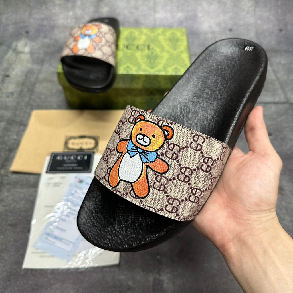 Dép Lê Gucci  dép da nam quai ngang gấu mixa fullboxx hộp cực đẹp